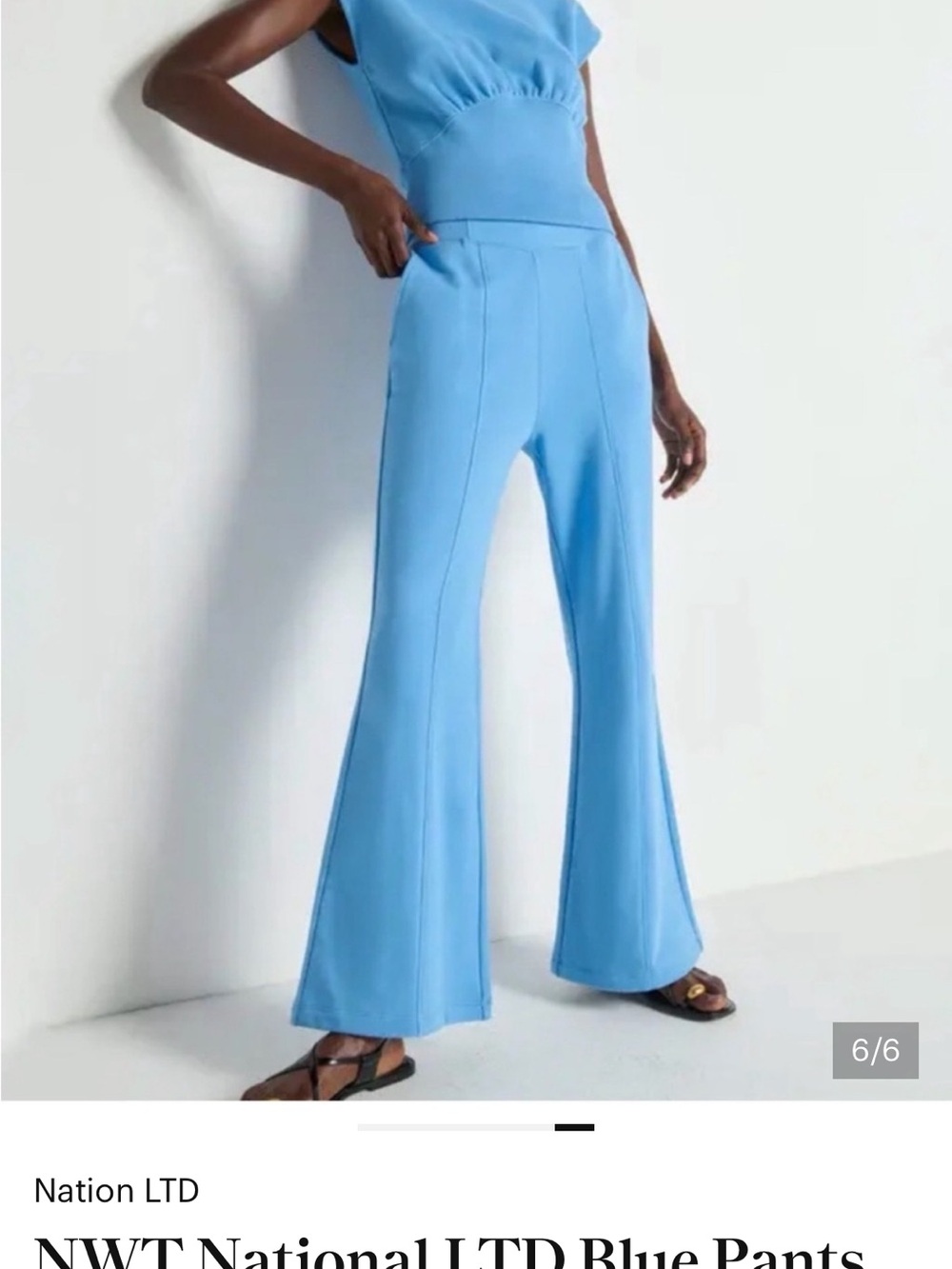 Nation LTD Anthropologie Sky Blue High-Rise Flare Pants